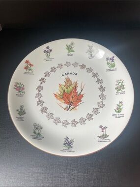 Vintage Alfred Meakin Souvenir Canada Plate Wild Flowers Gold Rim